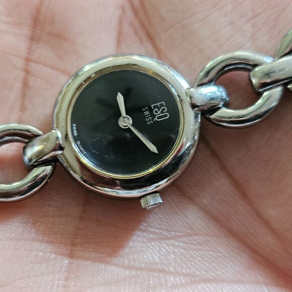 ESQ by Movado Swiss Women Wristwatch Black Face Silver Tone Analog Watch - Picture 6 of 15